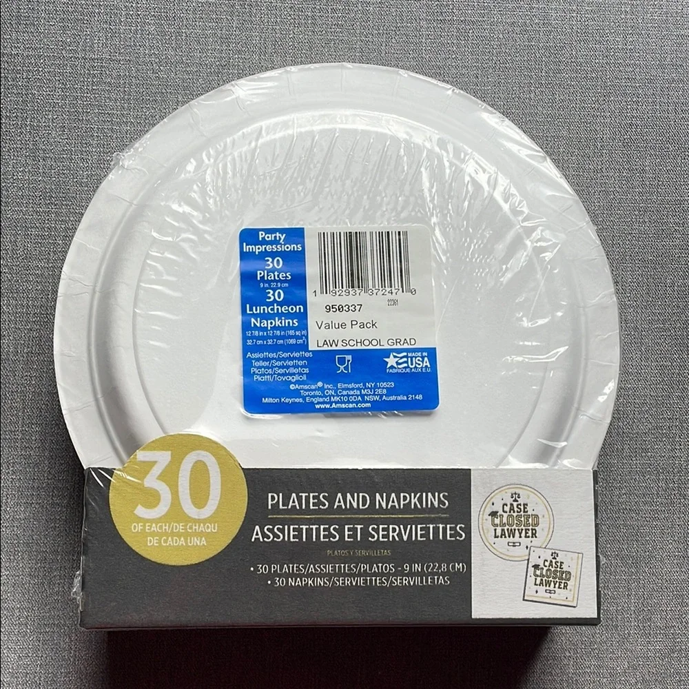 Law School Graduation Plates and Napkins Set - Case Closed Lawyer - Grad Party